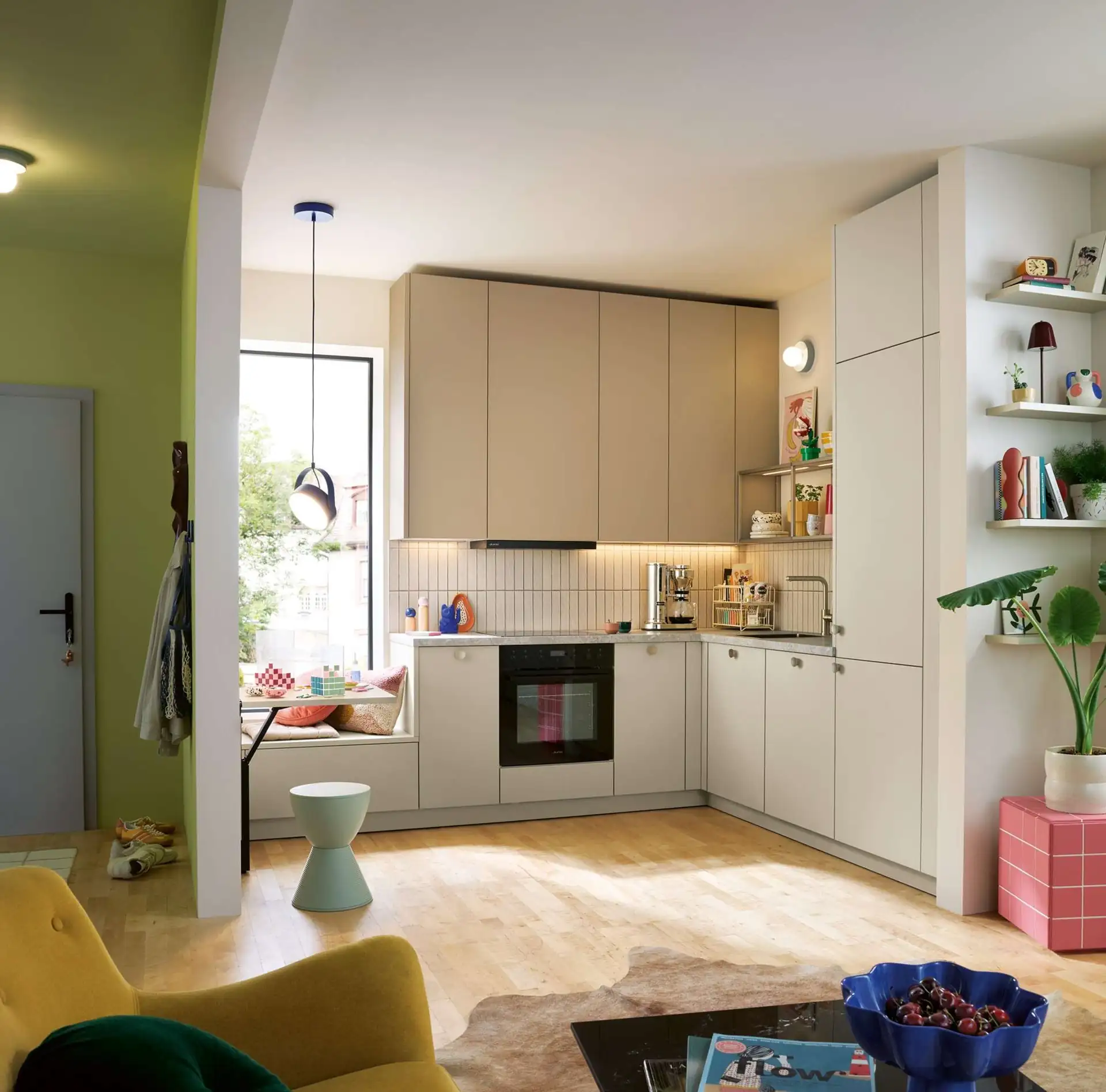 Featured image for “Schüller Sora L-Küche Beige mit Sitzbank”